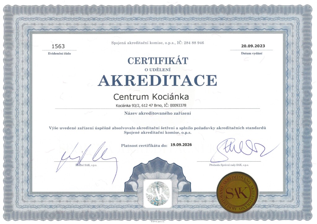 certifikát SAK 2023-2026